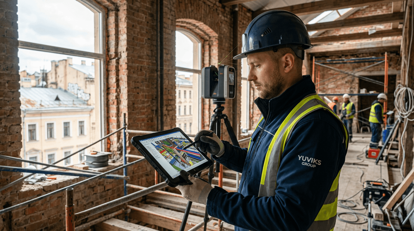Цифровые двойники зданий: как BIM и 3D-сканирование снижают риски при реконструкции | Ювикс Групп %region_name%